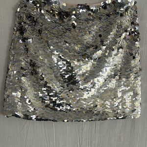 H&M Silver Sequin Pencil Skirt Cocktail